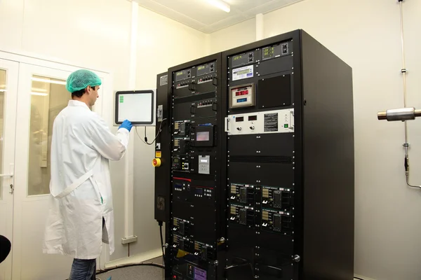 Clean room in nuclear research centre, molecular beam epitaxy