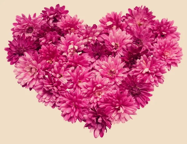 Pink heart from flowers