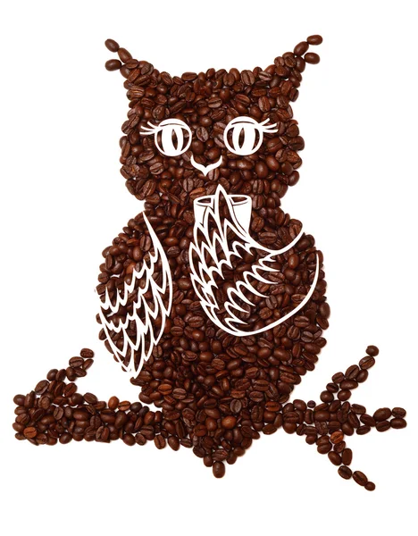 Owl from coffee beans
