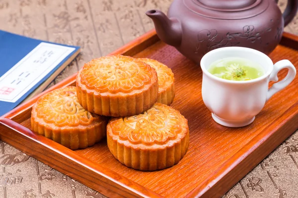 Chinese traditional festival of the Mid Autumn Festival moon cakes and tea