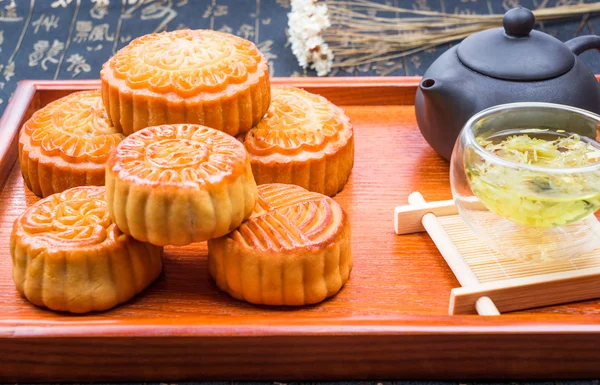 Chinese traditional festival of the Mid Autumn Festival moon cakes and tea