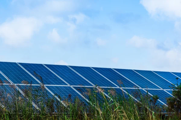 Wind turbines and solar panels. Green energy