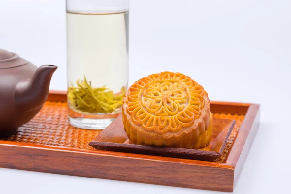 Mooncake and tea,Chinese mid autumn festival food.