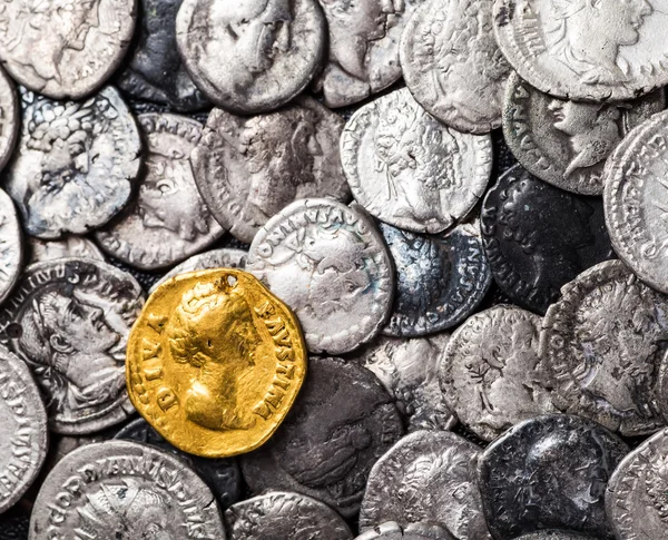 Coins of the Roman Empire, gold and silver.