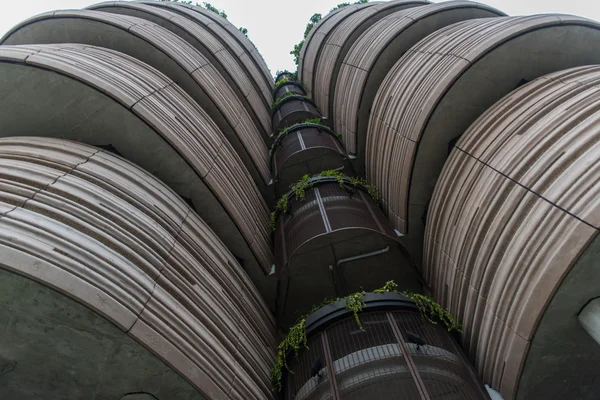 Upside view of The Hive for learning called Dim Sum Basket Building at Nanyang Technological University (NTU)