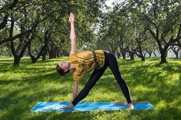 Yoga exercises in green park