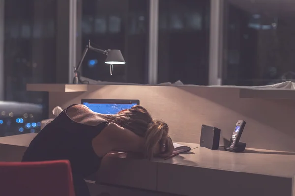 Teenage girl sleeping at the desk