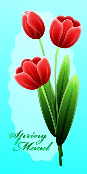 Red tulips. International Happy Mothers Day with Bunch of Spring Flowers. Womens Day. Holiday background. Beautiful bouquet. Trendy Design Template. Vector