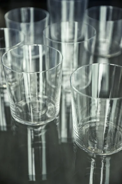 Empty glasses reflection closeup