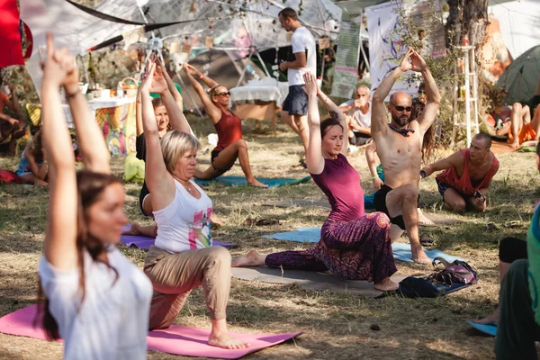Outdoor practice during Avatar Yoga Festival