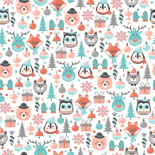 Christmas pattern with frost animals