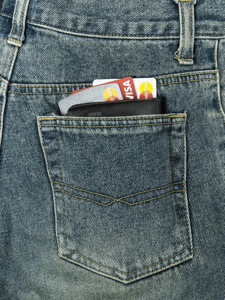Credit Cards in wallet in jeans pocket