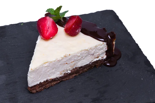 Slice of chocolate cheesecake