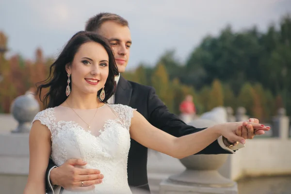 Beautiful wedding couple is enjoying wedding