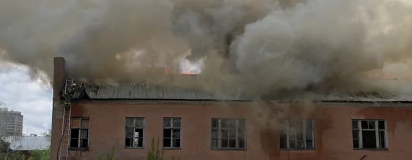 NOVOSIBIRSK, RUSSIA - MAY 18, 2016 Fire on the territory of a military unit in the city of Novosibirsk