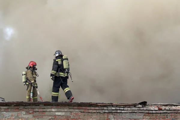 NOVOSIBIRSK, RUSSIA - MAY 18, 2016 Fire on the territory of a military unit in the city of Novosibirsk