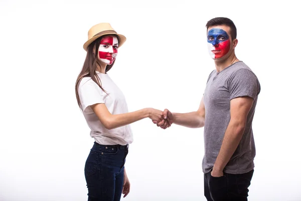 Czech Republic vs Croatia friendly handshake equal game on white background.