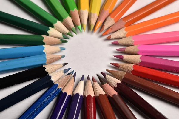 Colored pencils in a chromatic palette