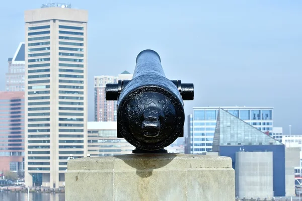 Old war cannon at the Baltimore inner harbor