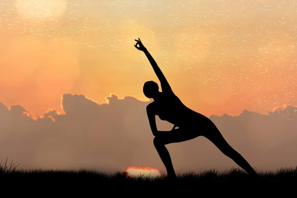 Silhouette of young women yoga on  sunset background