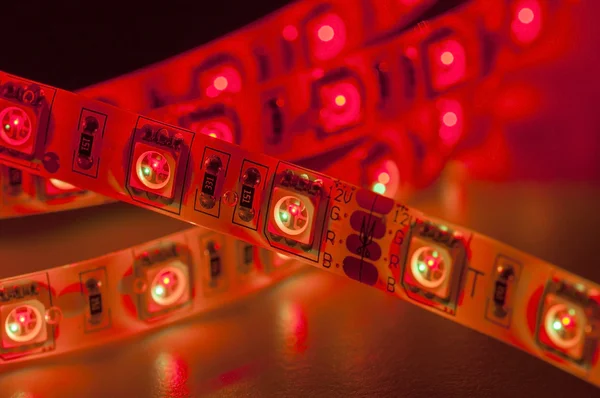Led strip lights, red color, close up