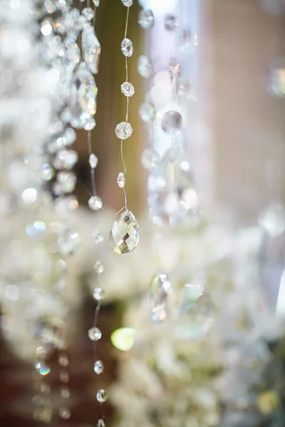 Crystals as decoration of wedding reception