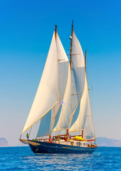 Wooden racing sailing boat