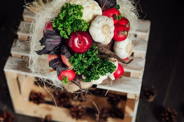 Original bouquet of vegetables and fruits