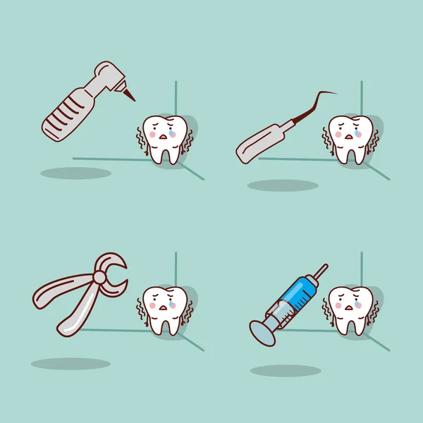 Cartoon tooth with dental equipment