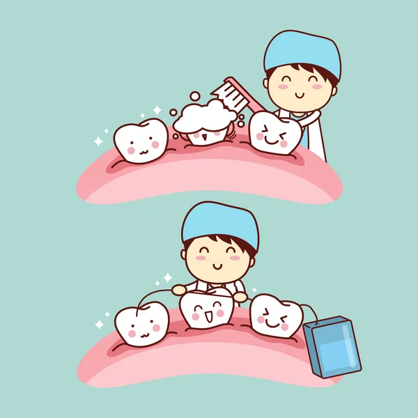 Cute cartoon dentist brush tooth