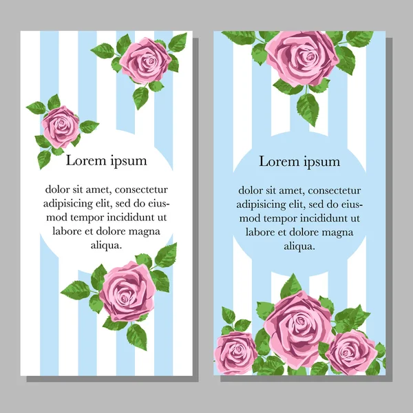 Wedding invitation card with pink realistic roses can be used as invitation card for wedding, birthday and other holiday and summer or spring background. Vector illustration.