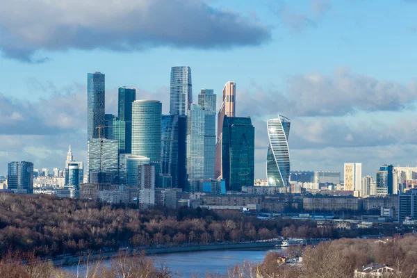 Moscow city at winter evening, Russia. International Business Center