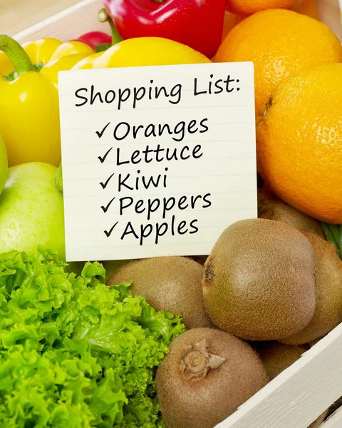 Shopping list on fruits and vegetable