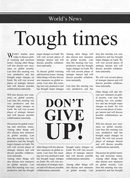 Tough times, don\'t give up