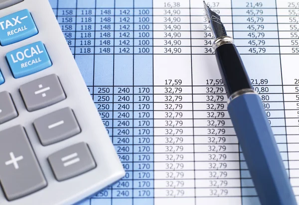Financial data on table
