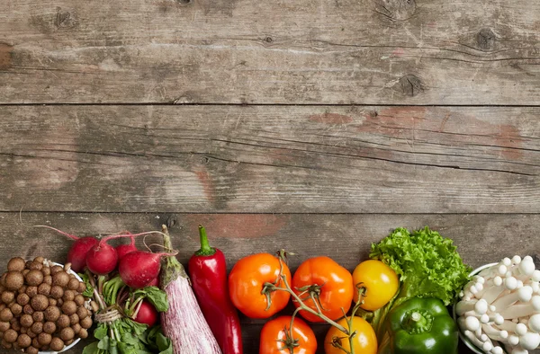 Fresh vegetables on wood table