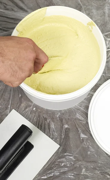 Plaster preparation in a bucket