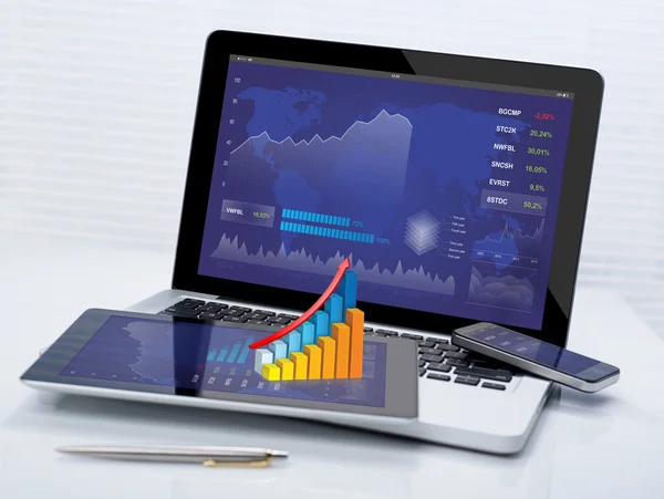 Business stocks on mobile devices