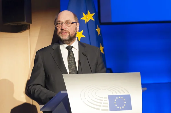 The President of the European Parliament Martin Schulz speaking