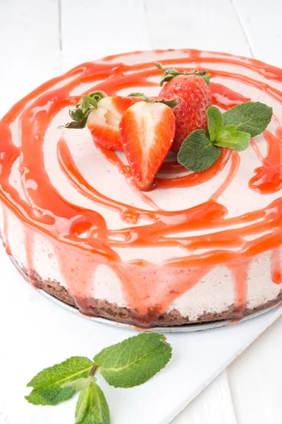 Tasty strawberry cheesecake