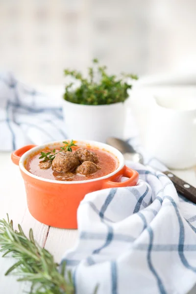 Tomato soup with meat balls
