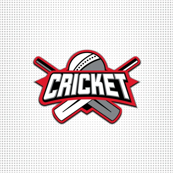 Vector illustration of cricket sport logo with typography sign, ball, sports bat for team, competition, championship isolated on light background