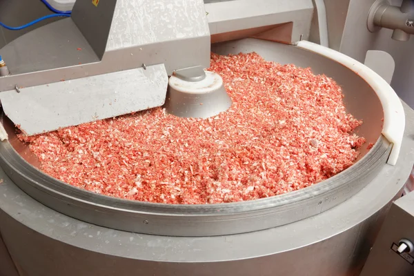 Minced meat in big factory bowl