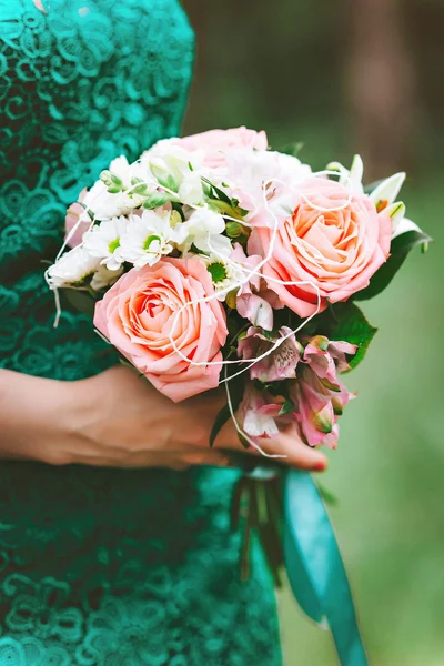 Pink and white and white bride\'s bouquet
