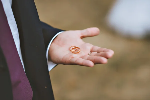Picture of man with gift box and wedding ring
