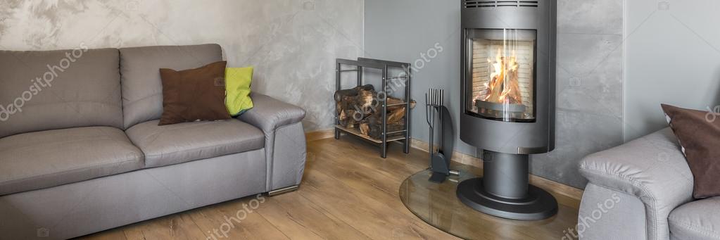 Living comedor con hogar con estilo — foto de stock © in4mal ... Chimenea estilo industrial