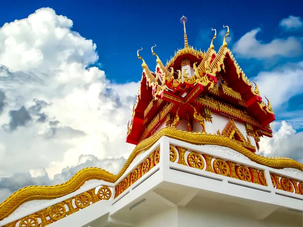 Buddhist  temple blue sky and heap white cloud