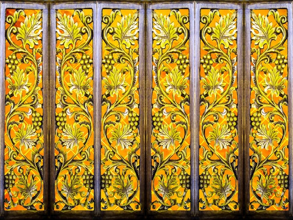 Room partition art wood vintage yellow tile and wood art