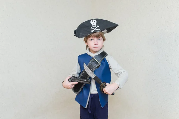 Child boy playing pirate
