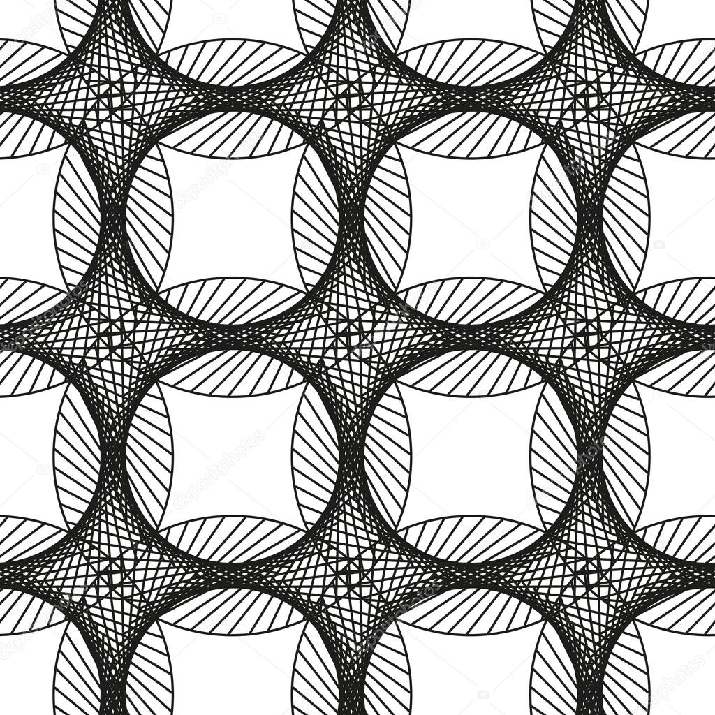 A complex pattern of circles. Geometric black and white seamless